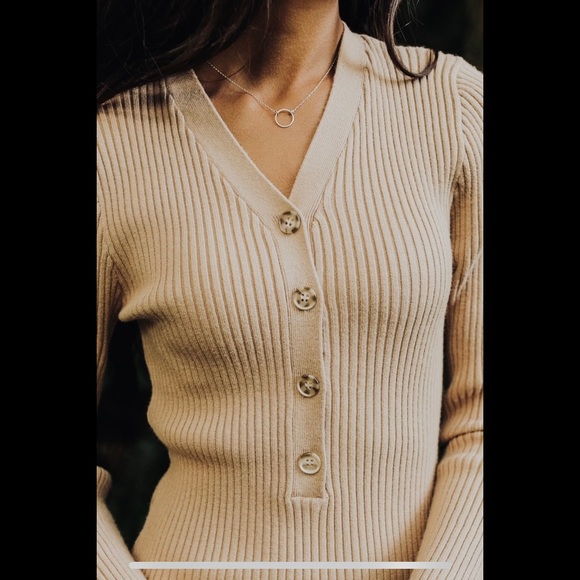 Roolee knit button up ribbed sweater midi dress - Picture 4 of 8